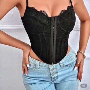 New Black Lace Bustier Corset Top